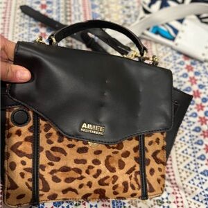 Aimee Kestenberg Black and Tan Leopard Crossbody Bag